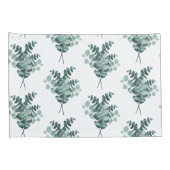 Elegant Eucalyptus Patroon Wit Groen Standaard Kussensloop (Achterkant-Rechts)