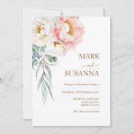 Elegant Eucalyptus Peonies Weddenschap Kaart