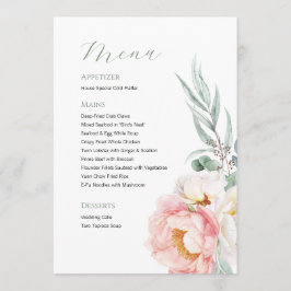 Elegant Eucalyptus Peonies Wedding Menu