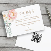 Elegant Eucalyptus Peonies Wedding RSVP (QR-code)