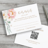 Elegant Eucalyptus Peonies Wedding RSVP (QR-code)