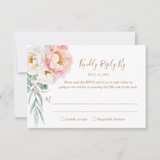 Elegant Eucalyptus Peonies Wedding RSVP (QR-code) (Voorkant)