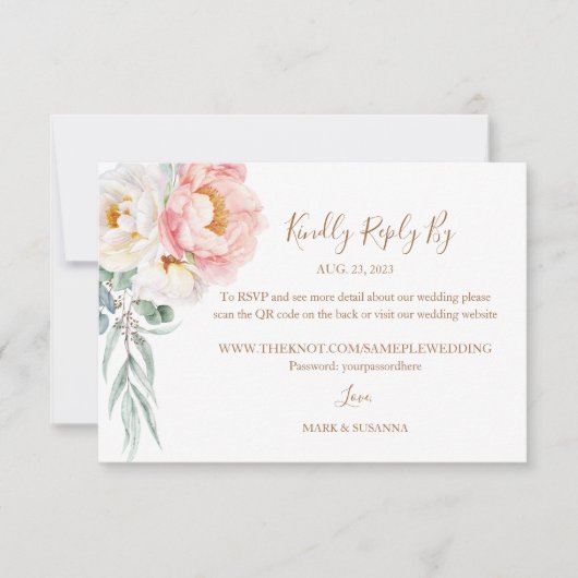 Elegant Eucalyptus Peonies Wedding RSVP (QR-code) (Voorkant)