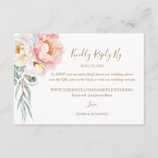 Elegant Eucalyptus Peonies Wedding RSVP (QR-code) (Voorkant)