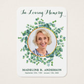 Elegant Eucalyptus Photo Funeral Prayer Kaart (Voorkant)