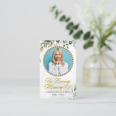 Elegant Eucalyptus Photo Funeral Prayer Kaart Visitekaartje (Staand voorkant)