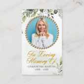 Elegant Eucalyptus Photo Funeral Prayer Kaart Visitekaartje (Voorkant)