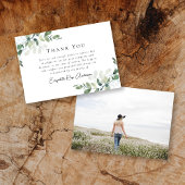 Elegant Eucalyptus Photo Funeral Thank You Notitiekaartje