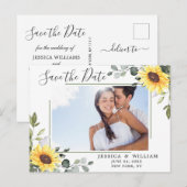 Elegant Eucalyptus PHOTO Weddenschap Save the Date Aankondigingskaart (Voorkant / Achterkant)