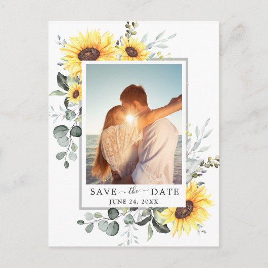 Elegant Eucalyptus PHOTO Weddenschap Save the Date Aankondigingskaart (Voorkant)
