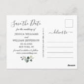 Elegant Eucalyptus PHOTO Weddenschap Save the Date Briefkaart (Achterkant)