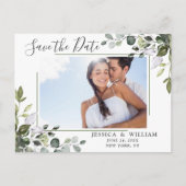 Elegant Eucalyptus PHOTO Weddenschap Save the Date Briefkaart (Voorkant)