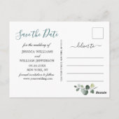 Elegant Eucalyptus PHOTO Weddenschap Save the Date Briefkaart (Achterkant)