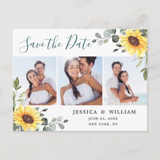 Elegant Eucalyptus PHOTO Weddenschap Save the Date Briefkaart (Voorkant)