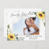 Elegant Eucalyptus PHOTO Weddenschap Save the Date Briefkaart (Voorkant / Achterkant)