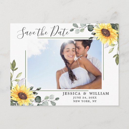 Elegant Eucalyptus PHOTO Weddenschap Save the Date Briefkaart (Voorkant)