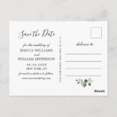 Elegant Eucalyptus PHOTO Weddenschap Save the Date Briefkaart (Achterkant)
