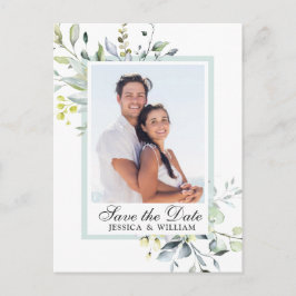 Elegant Eucalyptus PHOTO Weddenschap Save the Date Briefkaart