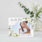 Elegant Eucalyptus PHOTO Weddenschap Save the Date Briefkaart (Staand voorkant)