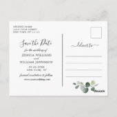 Elegant Eucalyptus PHOTO Weddenschap Save the Date Briefkaart (Achterkant)