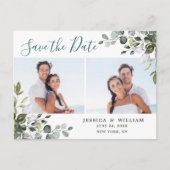 Elegant Eucalyptus PHOTO Weddenschap Save the Date Briefkaart (Voorkant)