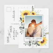 Elegant Eucalyptus PHOTO Weddenschap Save the Date Briefkaart (Voorkant / Achterkant)