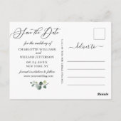 Elegant Eucalyptus PHOTO Weddenschap Save the Date Briefkaart (Achterkant)