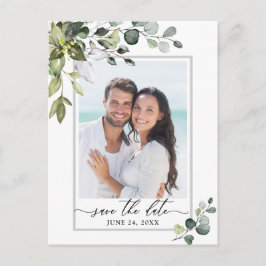 Elegant Eucalyptus PHOTO Weddenschap Save the Date Briefkaart