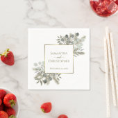 Elegant Eucalyptus & Pine Gold & Sage Weddenschap Servet (Insitu)