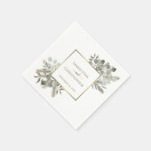 Elegant Eucalyptus & Pine Gold & Sage Weddenschap Servet (Hoek)