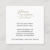 Elegant Eucalyptus & Pine Sage Green & Gold Vierkante Visitekaartje (Achterkant)