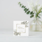 Elegant Eucalyptus & Pine Sage Green & Gold Vierkante Visitekaartje (Staand voorkant)