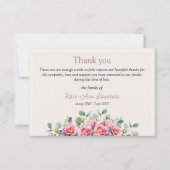 Elegant Eucalyptus Pink Roses Sympathy Funeral Bedankkaart (Voorkant)
