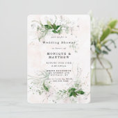Elegant Eucalyptus Pink Wedding Shower uitnodigen (Staand voorkant)