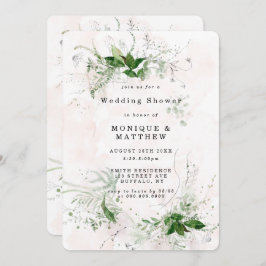 Elegant Eucalyptus Pink Wedding Shower uitnodigen