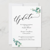 Elegant Eucalyptus Postponed Wedding Update Card Kaart (Voorkant)