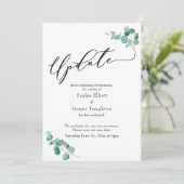 Elegant Eucalyptus Postponed Wedding Update Card Kaart (Staand voorkant)
