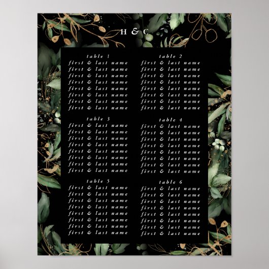 Elegant Eucalyptus Premium Weddenschap Black Onyx Poster (Voorkant)
