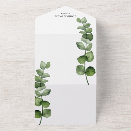 Elegant Eucalyptus QR-code in één uitnodiging (Buitenkant)