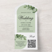 Elegant Eucalyptus QR-code in één uitnodiging (Binnen)