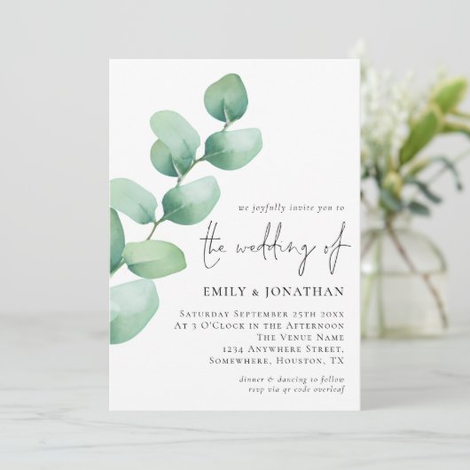 Elegant Eucalyptus QR Code Weddenschap Kaart (Staand voorkant)