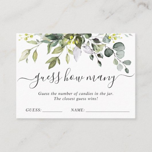 Elegant Eucalyptus raden hoeveel gamekaart Visitekaartje (Voorkant)