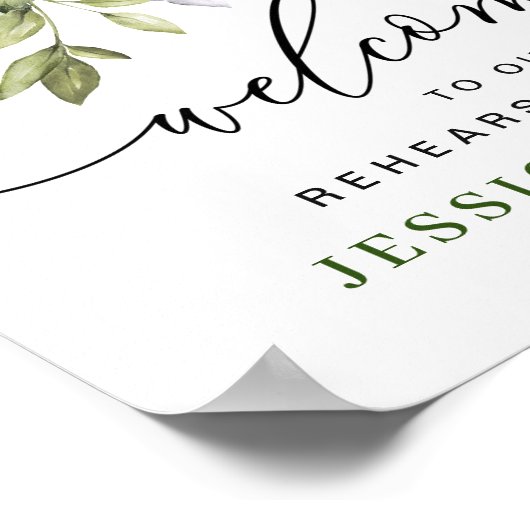Elegant Eucalyptus REHEARSAL DINNER Welcome Sign Poster (Hoek)