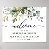 Elegant Eucalyptus REHEARSAL DINNER Welcome Sign Poster (Voorkant)
