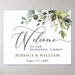 Elegant Eucalyptus REHEARSAL DINNER Welkomstteken Poster<br><div class="desc">Elegant Eucalyptus REHEARSAL DINNER Welcome Sign.</div>