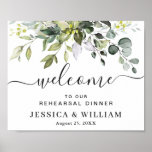 Elegant Eucalyptus REHEARSAL DINNER Welkomstteken Poster<br><div class="desc">Elegant Eucalyptus REHEARSAL DINNER Welcome Sign.</div>