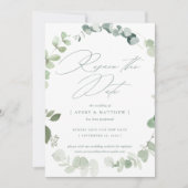 Elegant Eucalyptus resave the Date Wedding Aankondiging (Voorkant)
