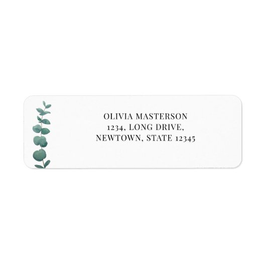 Elegant Eucalyptus Return Address Label (Voorkant)