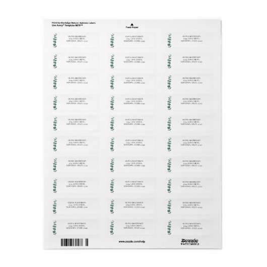 Elegant Eucalyptus Return Address Label (Full Sheet)