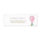 Elegant Eucalyptus Roze Ballon Retouradres Etiket (Voorkant)